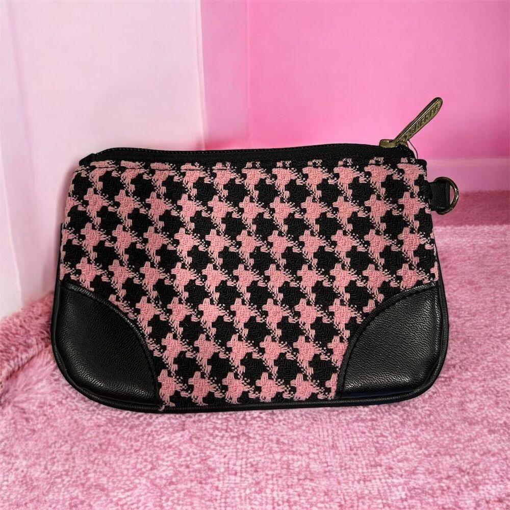 5 FOR $20 Sherpa Vintage Pink Houndstooth Pouch Classic Style